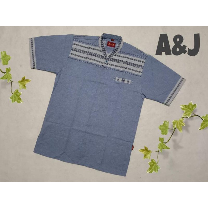 Koko Dewasa Aljami' / Busana Muslim A&J Lengan Pendek Reguler Fit Bahan Katun/ Baju Muslim Dewasa