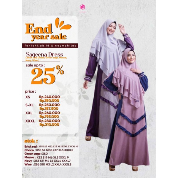 DRESS MOM SAQEENA/ GAMIS ONLY /BY FANIA HIJAB