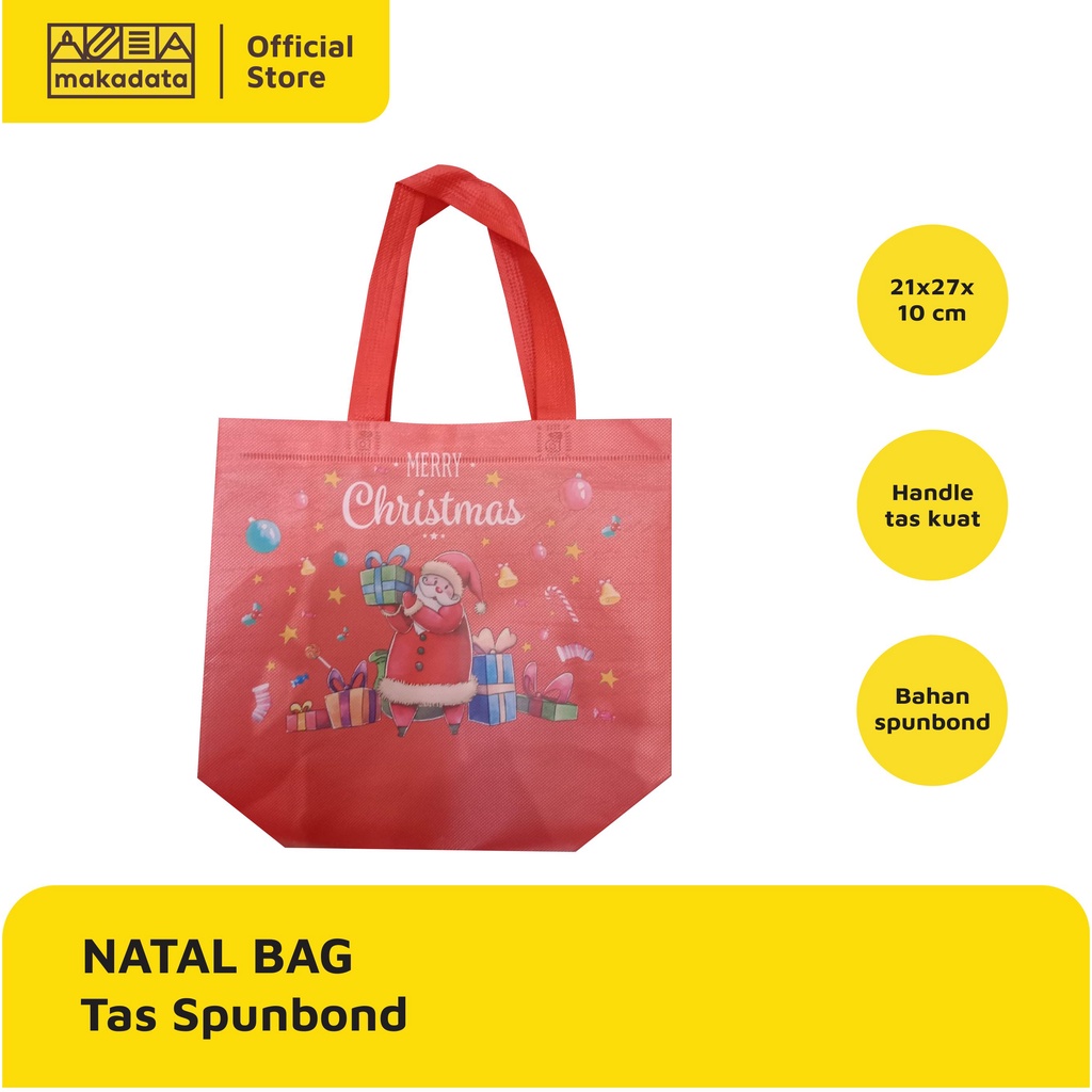 

GOODIE BAG / TAS KAIN / SPUNBOND NATAL 21X27X10CM (1 PCS) MURAH