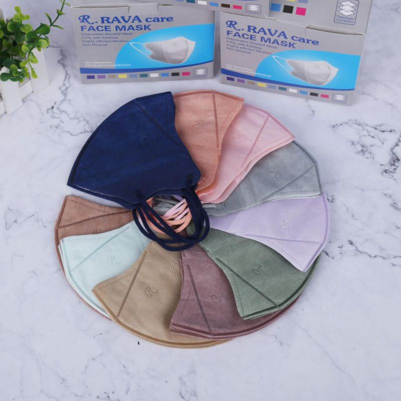 MASKER DUCKBILL 3SS / RAVA MIX WARNA EMBOSS ISI 50 PCS