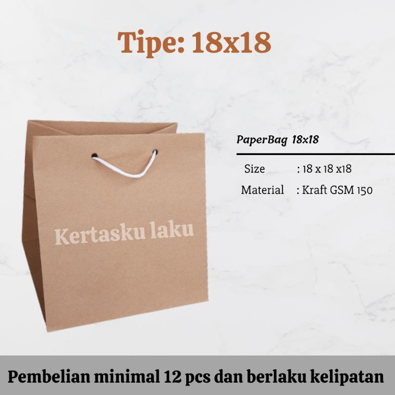 

Paper bag 18x18, tas kertas coklat polos, tas kertas untuk kotak kue 16x16cm, P18 L18 T18
