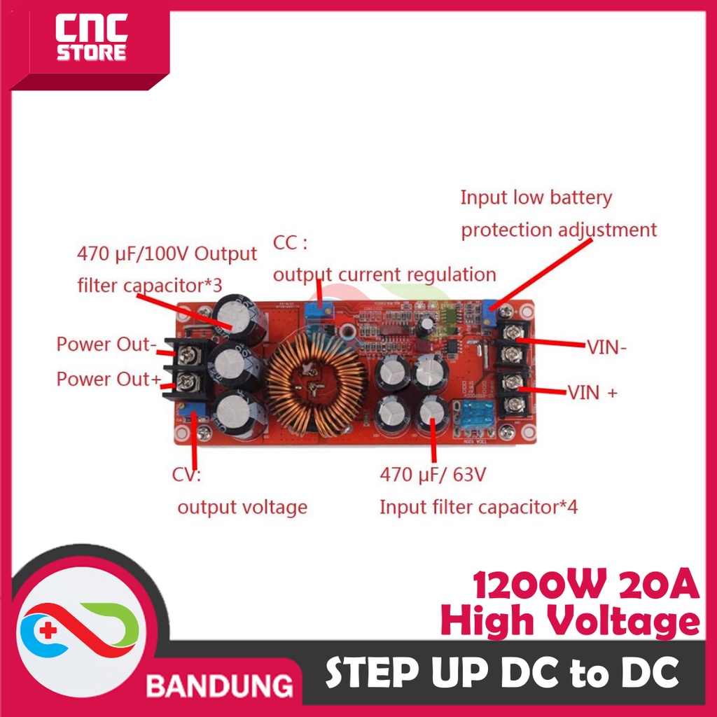 High Power DC DC Step Up 10-60V to 12-80V Boost Converter I 1200W 20A