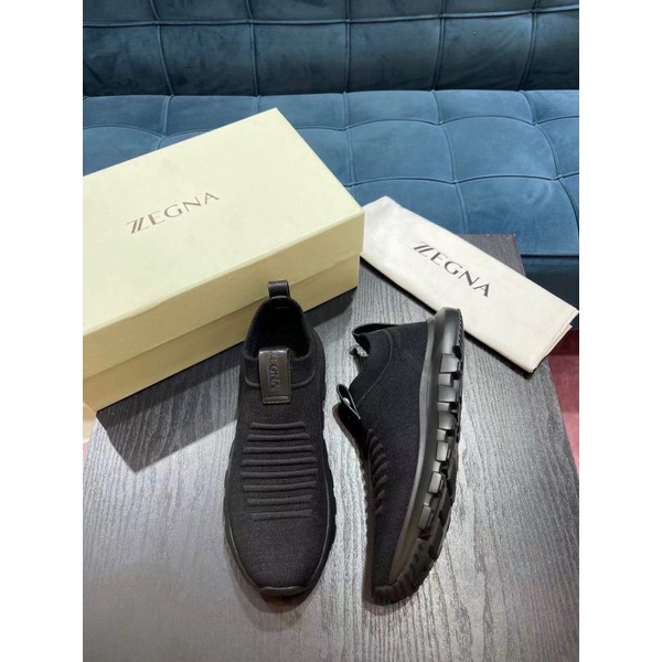 sepatu pria sneaker EZ1  mirror quality shoes men slip on hitam new branded