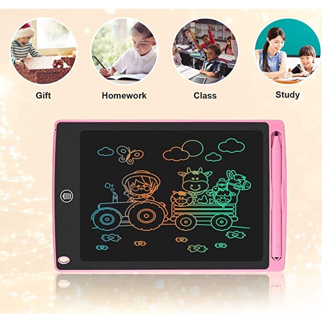 LCD WRITING TABLET 8,5  INCH PAPAN TULIS ANAK/DEWASA DENGAN TINTA MULTI COLOR