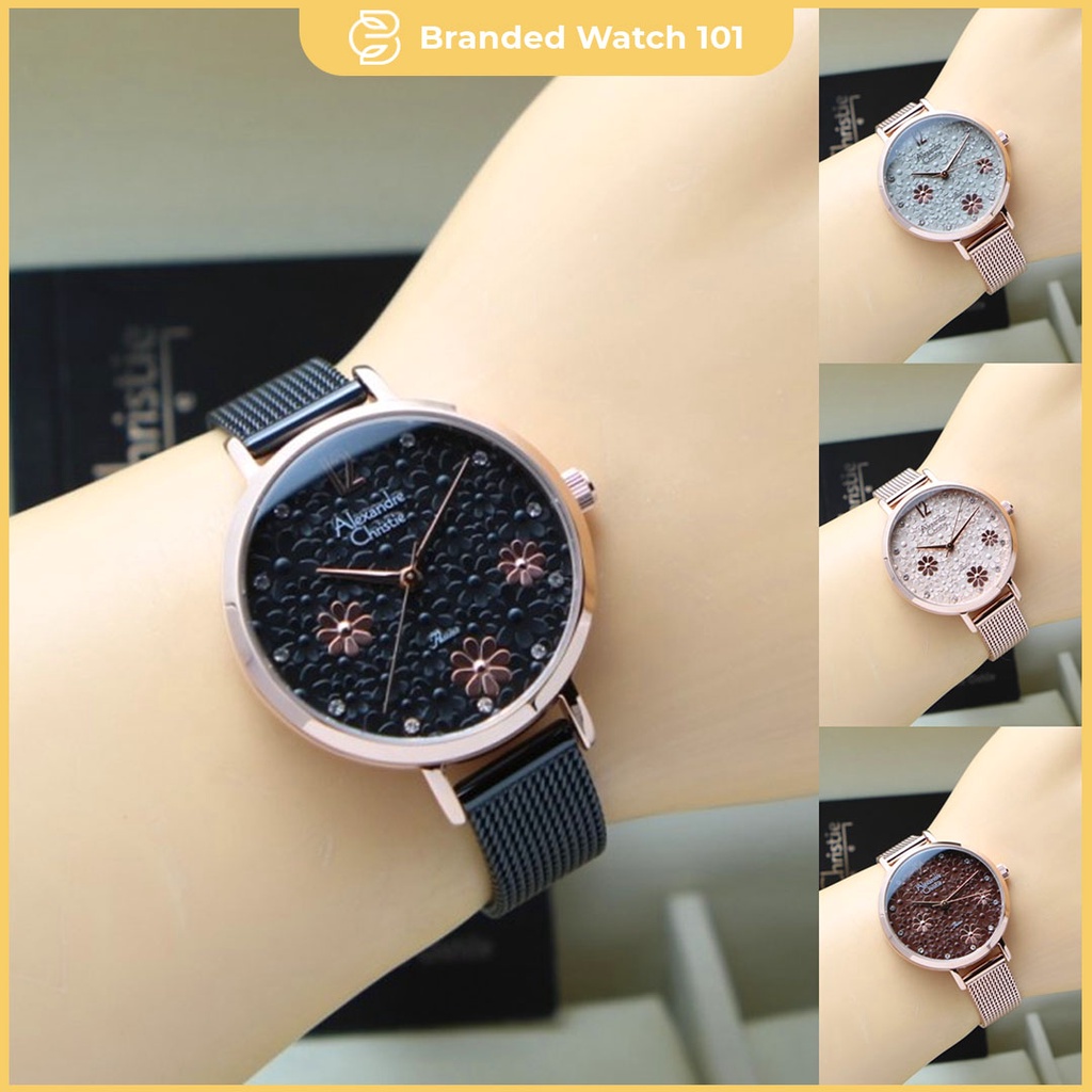 ORIGINAL Jam Tangan Wanita Cewek Alexandre Christie AC 2728 / AC2728 / 2728 / AC 2957 / AC2957 / 2957 Garansi Resmi 1 Tahun, Stainless Rantai Pasir