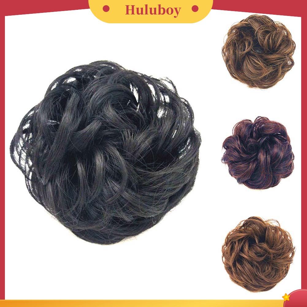 Wig Rambut Extension Bun Ponytail Elastis Model Gelombang Messy Untuk Wanita
