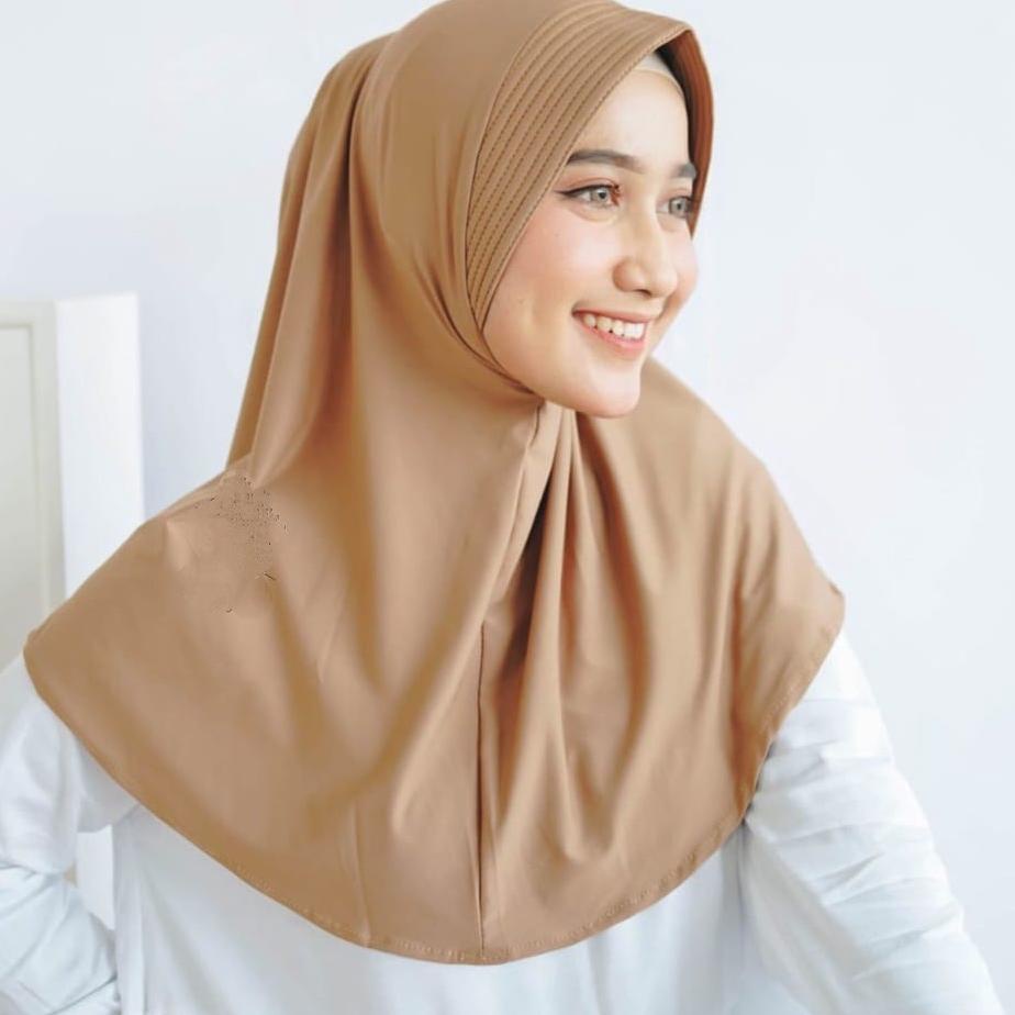 Stok terbaru  Termurah Hijab Khimar Pendek Jersey/hijab bergo/hijab instan/jilbab sport/marisa pende