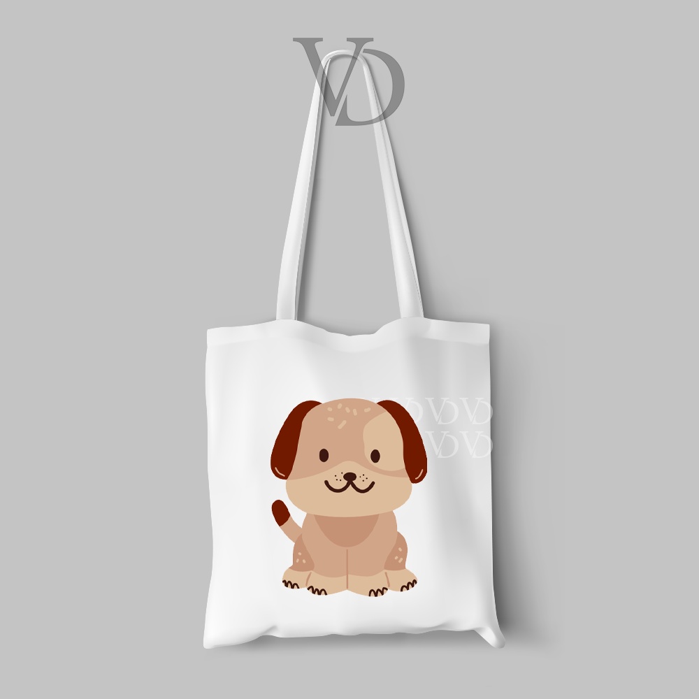 tote bag kanvas cute animal monkey hippo / tas belanja / totebag edisi 2