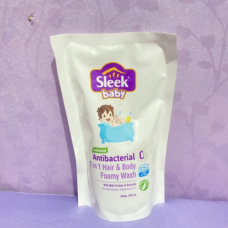 Sleek Baby Natural Antibacterial 2 in 1 Hair &amp; Body Liquid Soap Botol Sabun Mandi Bayi &amp; Shampoo Isi Ulang Refill / Botol