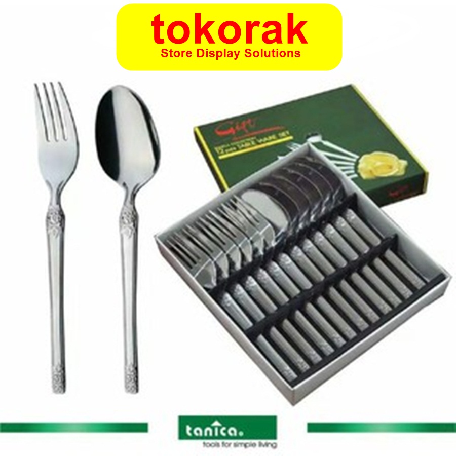 SENDOK GARPU FLORA STAINLESS STEEL SET 12 PCS TANICA