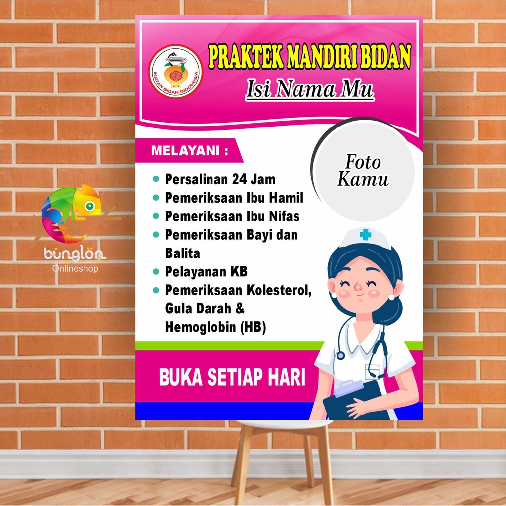 Poster Praktek Bidan Mandiri, Poster Praktek Bidan, Poster Praktek Dokter Reques Foto & Tulisan Mode