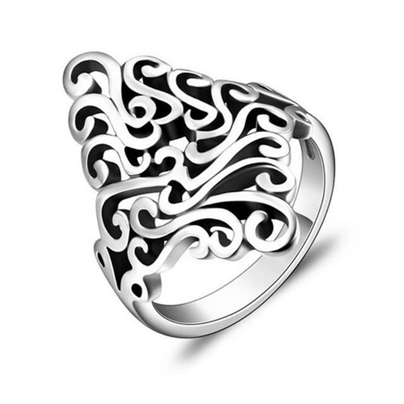 Cincin Hollow Motif Sterling Silver925 Untuk Wanita Fashion Pernikahan Pertunangan Pesta Hadiah