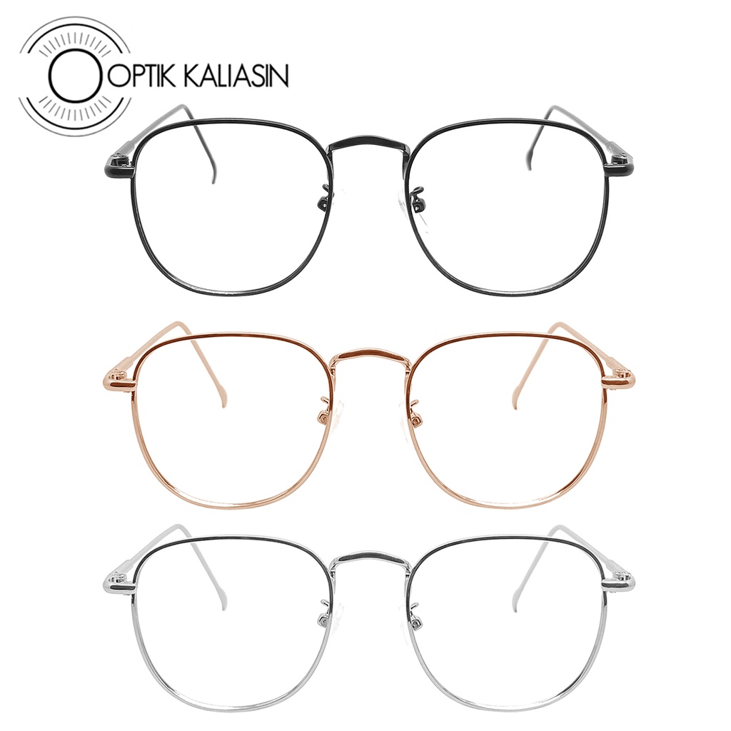 OPTIK KALIASIN - Frame kacamata pria wanita vintage kotak besi tipis minus plus anti radiasi photoch