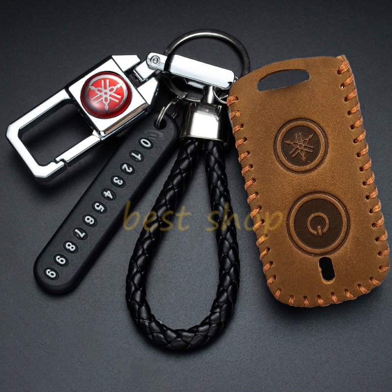 Case Kunci Motor Yamaha y15zr Nmax y16 Xmax y16zr Remote Key Leather Case Cover Dengan Gantungan Kunci