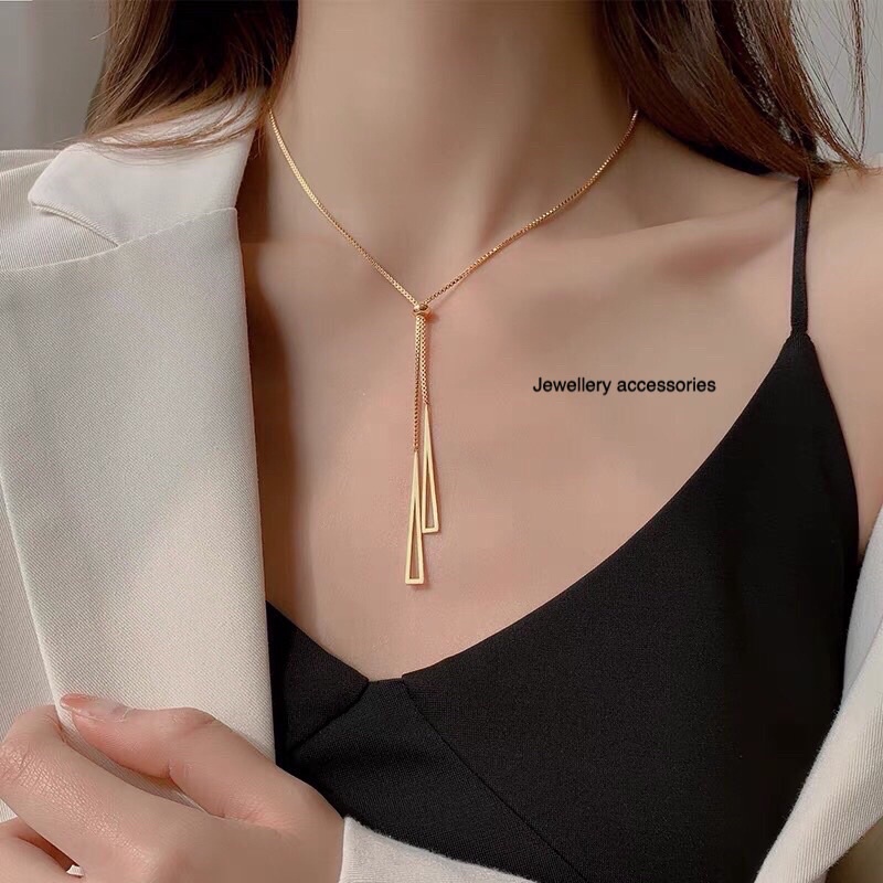 Kalung Titanium Serut Gold Elegan Korea Fashion Style Trending