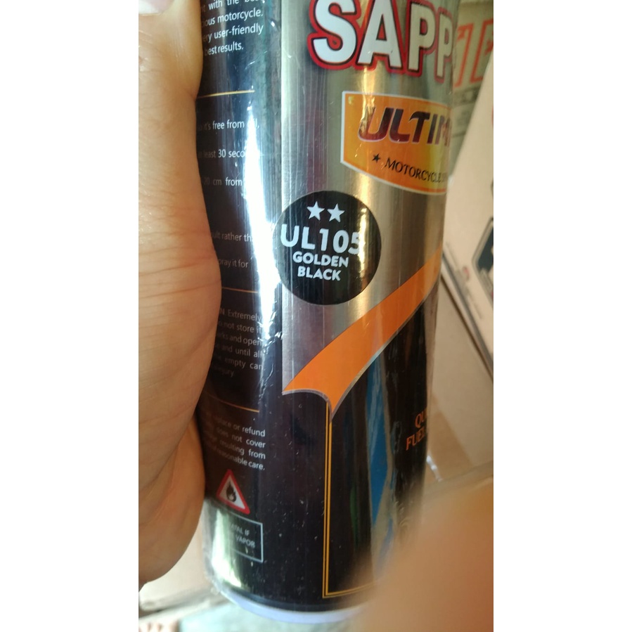 cat spray pilok pilox cat semprot sapporo ultimate saporo UL105 golden black hitam kemasan hitam kerlip emas gold ul 105 400ml