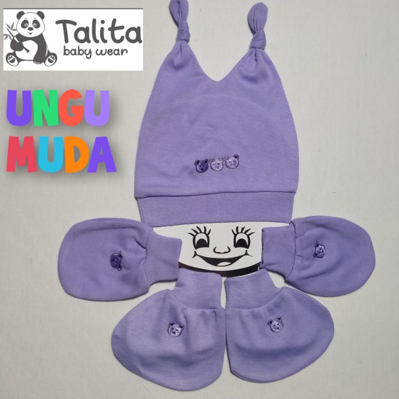 Talita Set Topi Sarung Tangan Dan Sarung Kaki Bayi Baru Lahir STK Newborn Girl Series