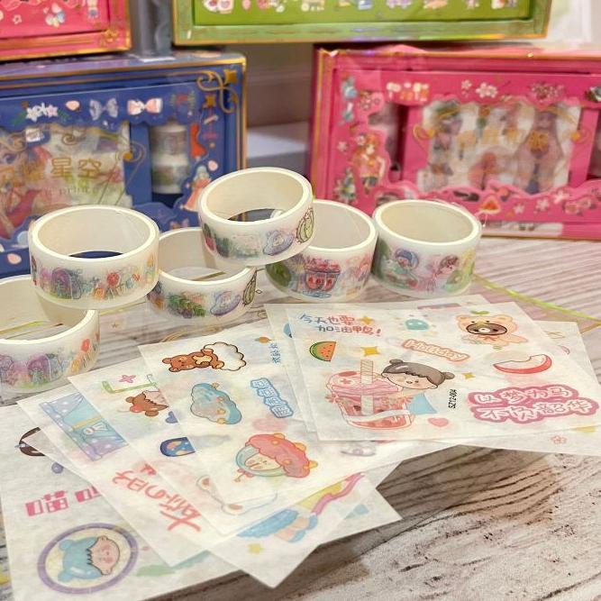 

SJ✿ Paket Stiker Dan Washi Tape SZ-12 Stiker Momo Viral Lucu Unik Kado Bagus Dipakai