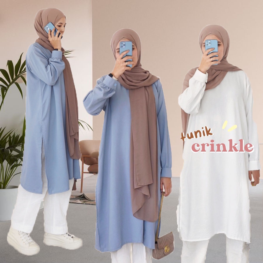 tunik wanita/tunik crinkle premium/tunik crinkle airflow/tunik crinkle ld 120/tunik terbaru/tunik bu