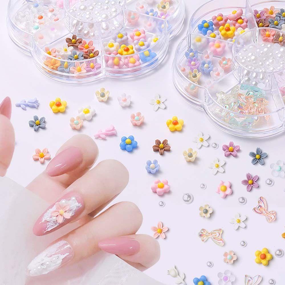 Needway Dekorasi Kuku Gadis Hadiah 7grid Cinta Hati Ikatan Simpul Manikur Aksesoris Beruang Nail Art Perhiasan