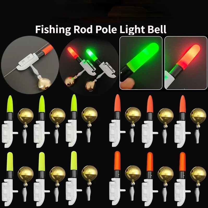 1set Memancing Batang Elektronik Pancing Bercahaya Tongkat Lampu Memancing Alarm Bell Ring LED Removable Pole Float Night Light Fishing Tackle