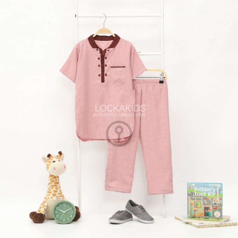 BAJU KOKO MADINAH ANAK WARNA MERAH BATA BY LOCKAKIDS