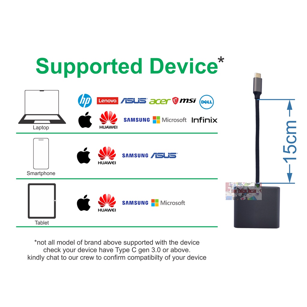 Type C 3.0 Hub Converter to HDMI USB 3.0 Type C with Power Delivery