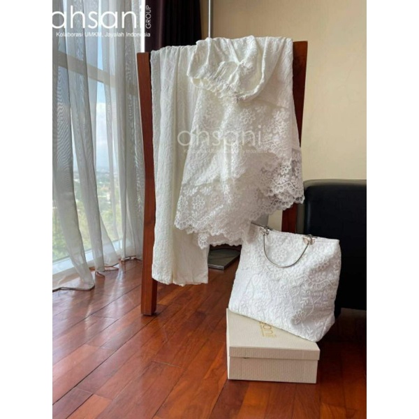 MUKENA ASOKA A18  SUTRA ORI JUMBO MOTIF TIMBUL ORIGINAL AHSANI FREE TAS BEHEL DAN BOX