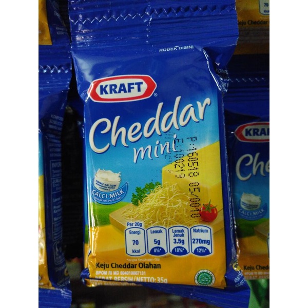 

Keju Kraft Cheddar Mini Sachet 35gr