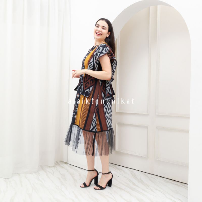 DRESS TENUN ANGGUN 02 - DRESS ETHNIK - BAJU TENUN - DRESS WANITA - DRESS TENUN WANITA