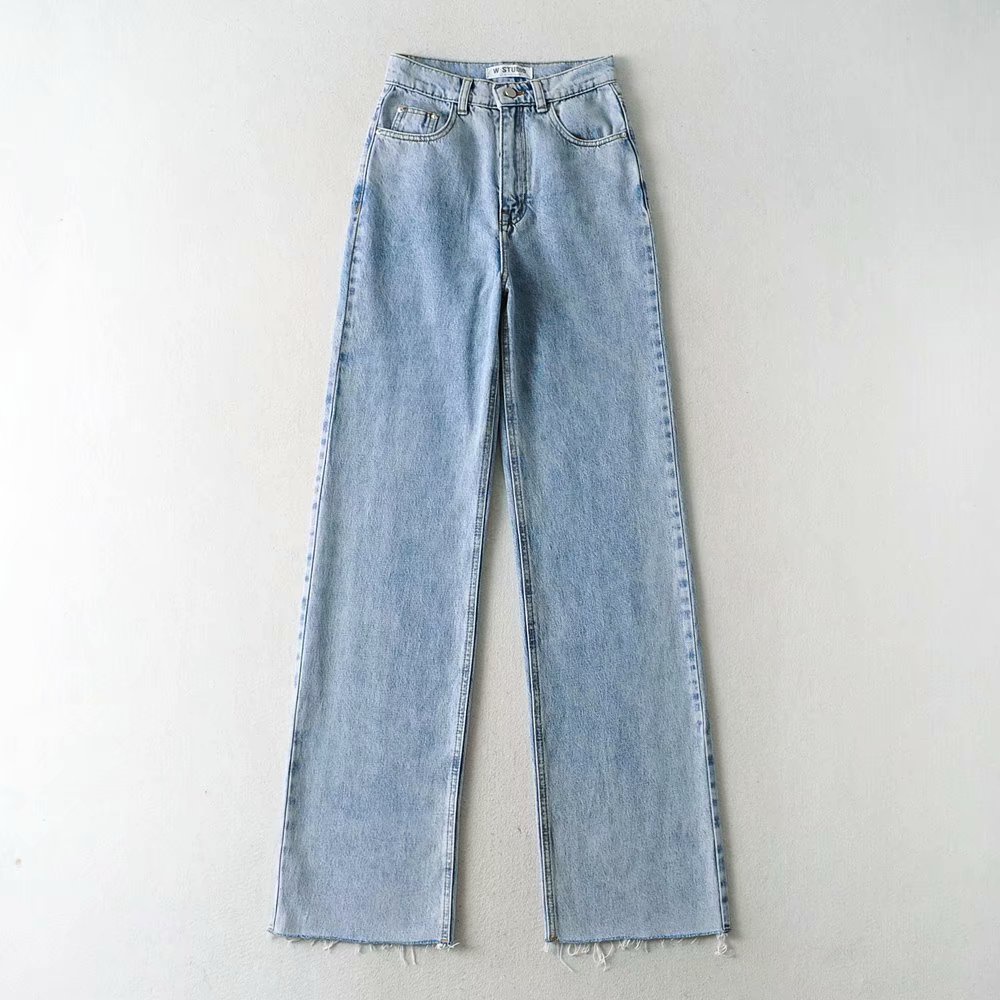 Biru/ Krem/ Hitam Rawis Denim Highwaist Loose Celana Jeans Wanita Rawis Jeans Kulot Jeans