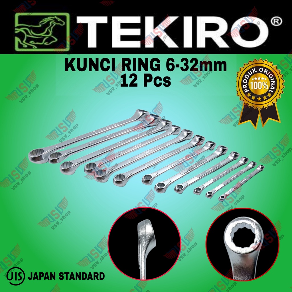 Tekiro kunci ring set 12 pcs 6-32mm / boxes end wrench set tekiro