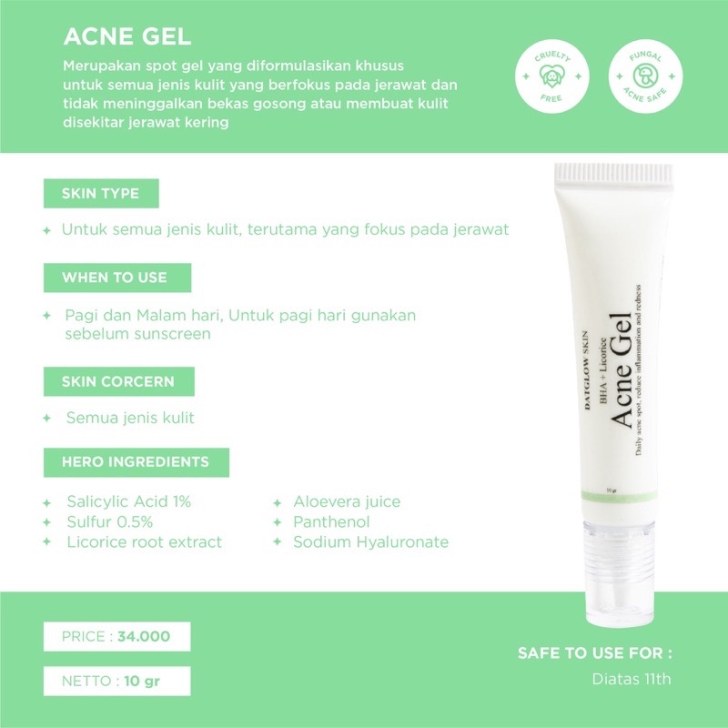 ✨Up Your Look✨Acne gel darkspot gel  10ml acne totol cream bekas jerawat pie pih obat jerawat Datglow skin datglowskin