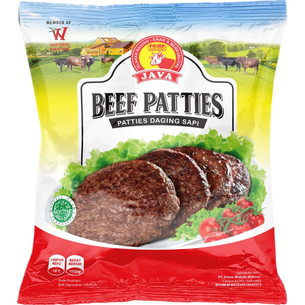 PATTY SAPI JAVA BEEF PATTIES 500GR ISI 10PCS HALAL DAGING BURGER