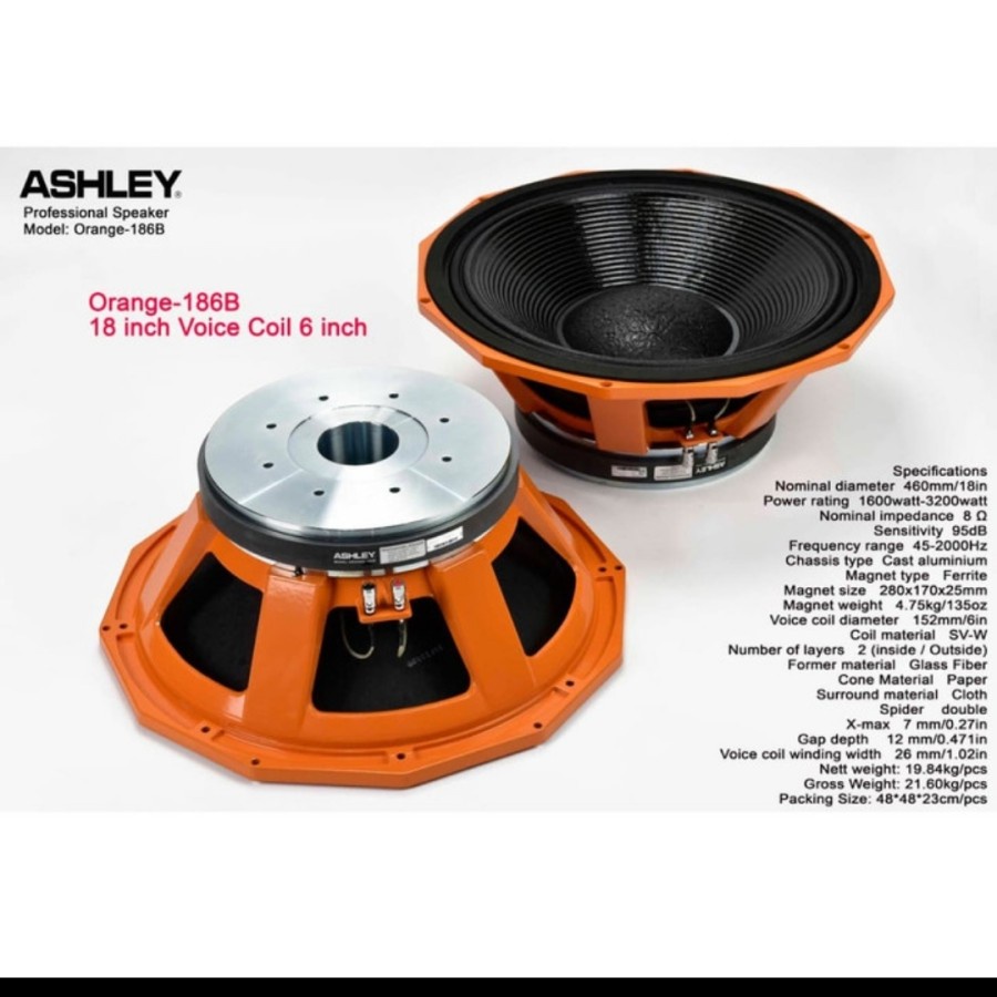 speaker balap ashley 186 b komponen ashley 186B