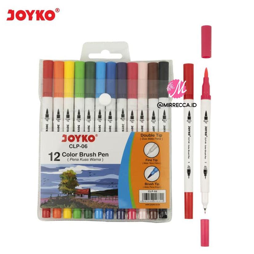 

BISA COD 12 PCS COLOR BRUSH PEN JOYKO CLP-06 PENA KUAS WARNA WARNI DOUBLE TIP DUA MATA PENA