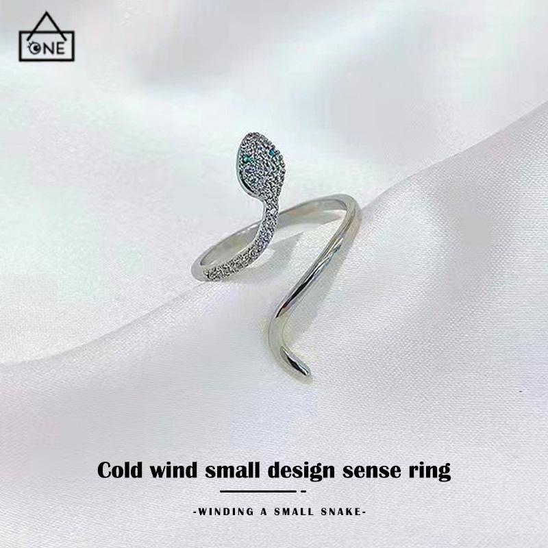 COD❤️Cincin Kristal Ular Adjustbale Desain Zircon Cincin Untuk Wanita-A.one