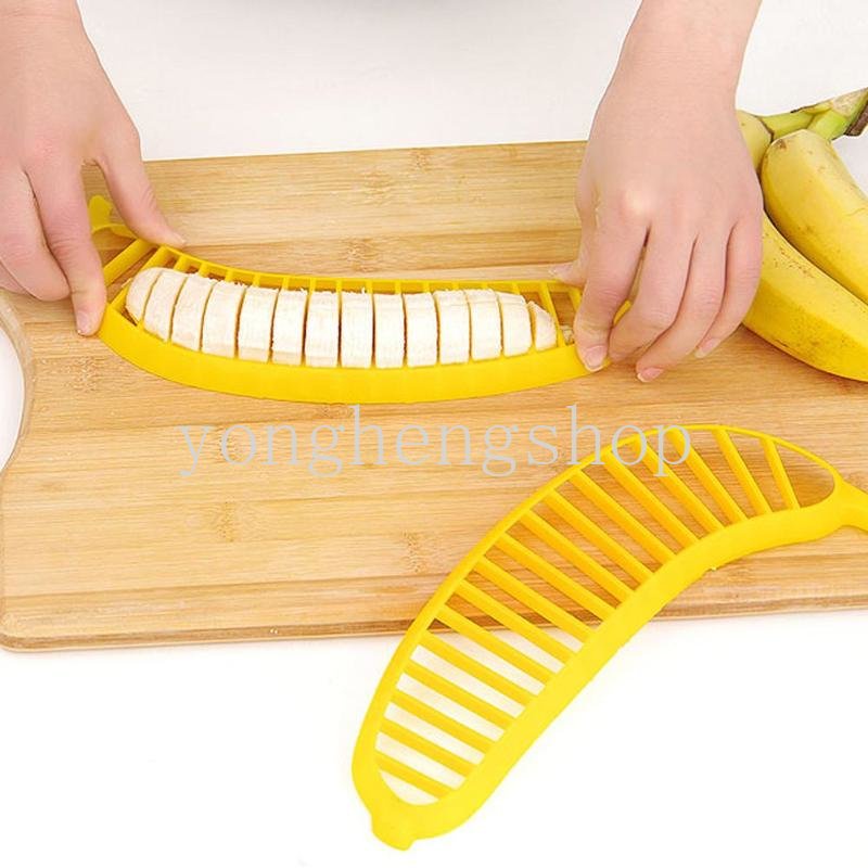 Kreatif Banana Slicer Banana Slicer Pisang Salad Chopper Buah Sosis Cereal Cutter Alat Pemotong Pisang Plastik Gadget Dapur