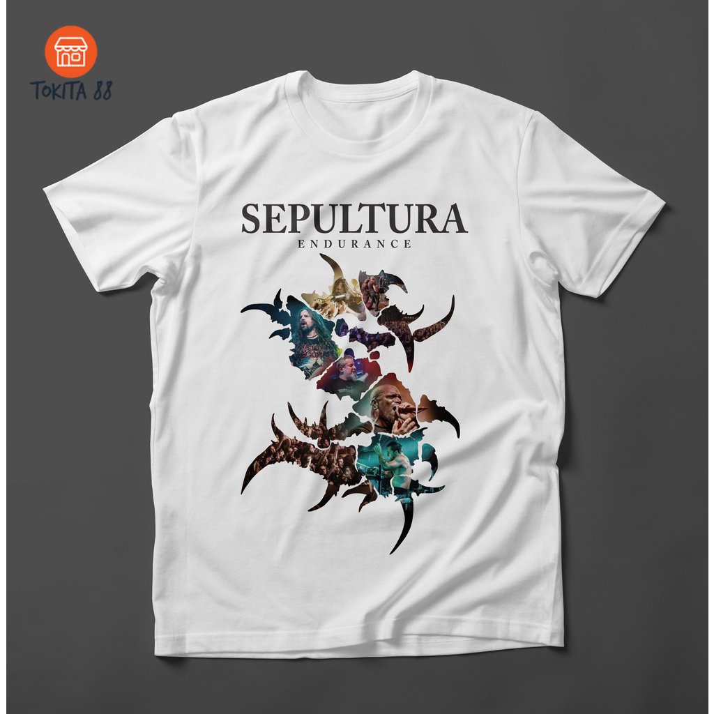 KAOS BAND SEPULTURA ENDURANCE - BAJU MUSIK SEPULTURA - KAOS DISTRO ORIGINAL METAL KATUN COMBED