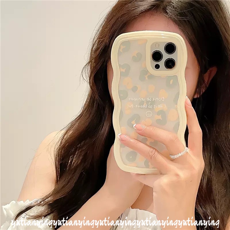 IPHONE Case INS Fashion Motif Leopard Kompatibel Untuk Iphone11 12 14 13 Pro Max XR 6 6s 8 7 Plus 14Plus X XS Max SE 2020 Wavy Edge Soft TPU Cover