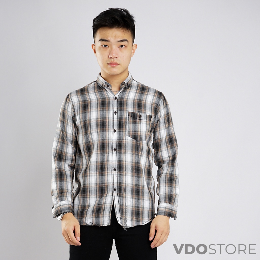 KEMEJA FLANEL PRIA 30B VETERANO WHITE SHADE - M L XL - KEMEJA LENGAN PANJANG VDOSTORE DEWASA BAJU FLANNEL TANGAN PANJANG HITAM NAVY ABU MOTIF KEMEJA COWOK MURAH DEWASA SANTAI TEBAL KUALITAS IMPORT BAJU CATUR PANEL FANEL