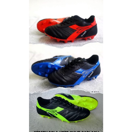 sepatu bola anak bahan kulit outsol lentur sudah di jahit keliling kuat / sepatu bola diadora