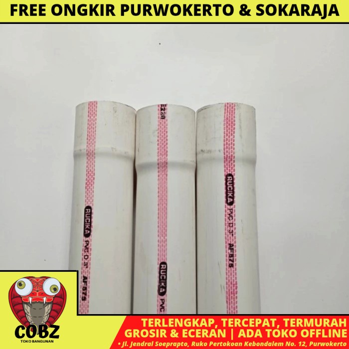 3 INCH / RUCIKA WAVIN D LIS MERAH PIPA PRALON PARALON PVC PER BATANG