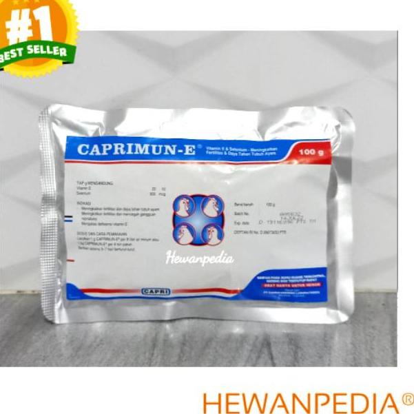 ⇹ CAPRIMUN E 100 gr - Vitamin E Selenium Tingkatkan Telur Fertilitas Ayam Unggas Burung Caprimun Cap