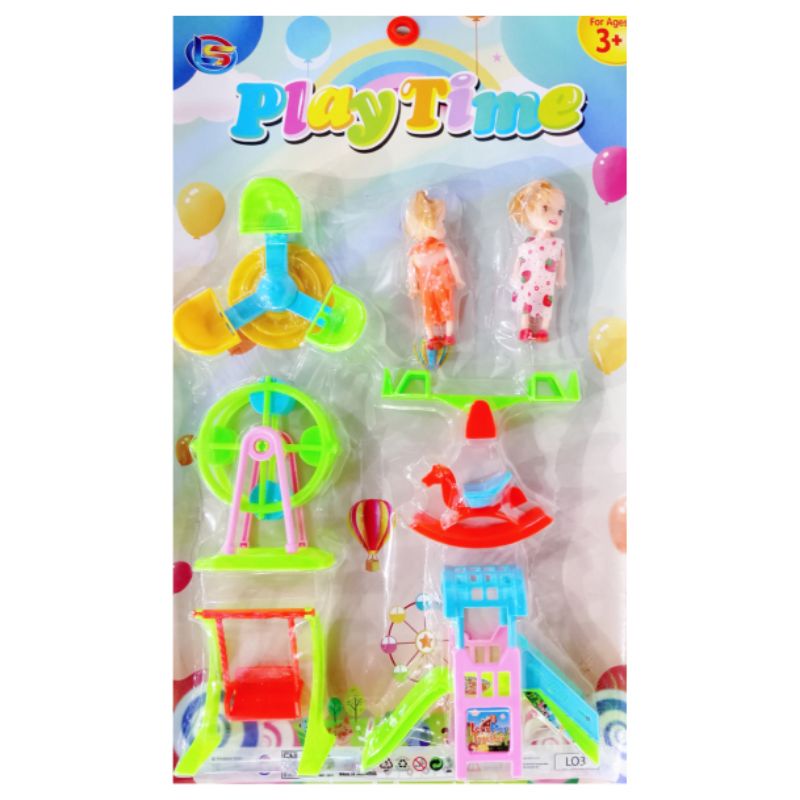 MAINAN ANAK PEREMPUAN MAINAN TAMAN BERMAIN DENGAN 2 BONEKA KECIL