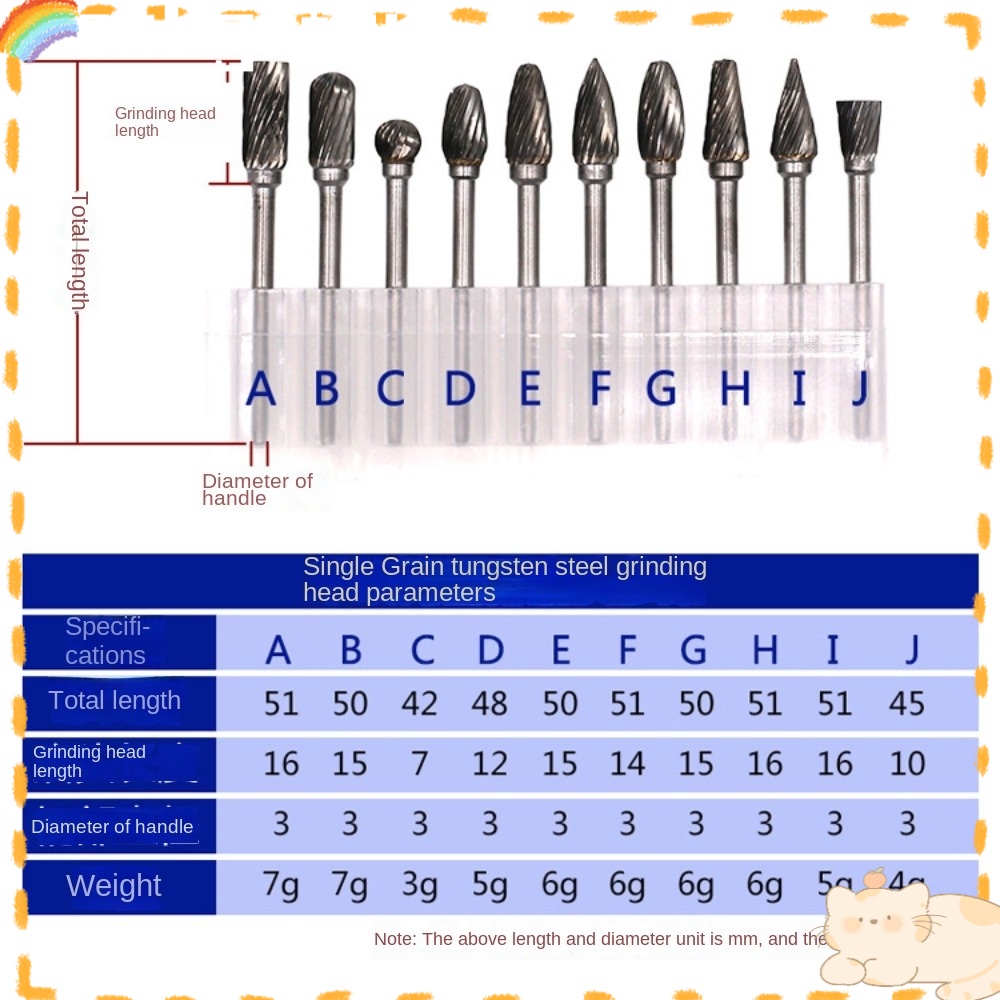 Solighter Carbide Rotary File Tungsten Carbide Cutter Pemotong Penggilingan Listrik Kepala Poles Baja Tungsten