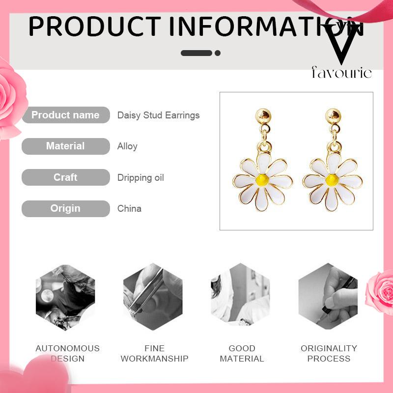 COD925 Silver Daisy Earrings Fashion Anting Pejantan Bunga Matahari Manis Segar-FA