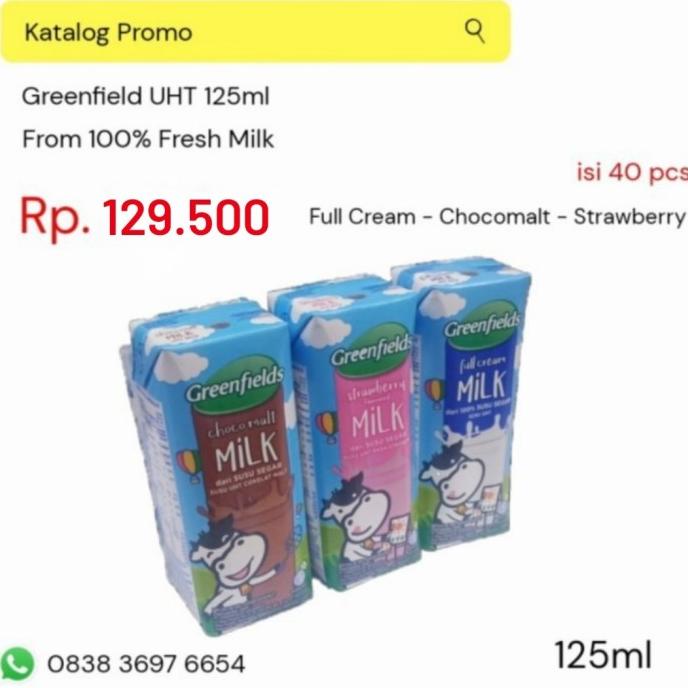 

SUSU GREENFIELD UHT 125ML | isi 40 pcs TERLARIS TERPERCAYA ORIGINAL