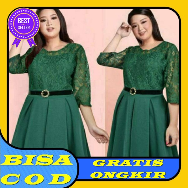 Dress Martha Brukat Corneli Premium Jumbo Gaun Pesta Brokat Kondangan Dress Natal Gereja/ Party Dres