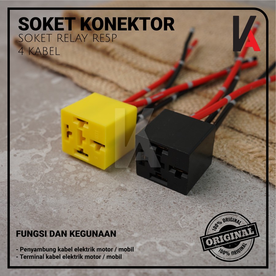 Socket Cable Relay RE5P / Soket Kabel Rumah Relay Kaki 4 Pin Untuk Klakson &amp; Lampu (4 Kabel)